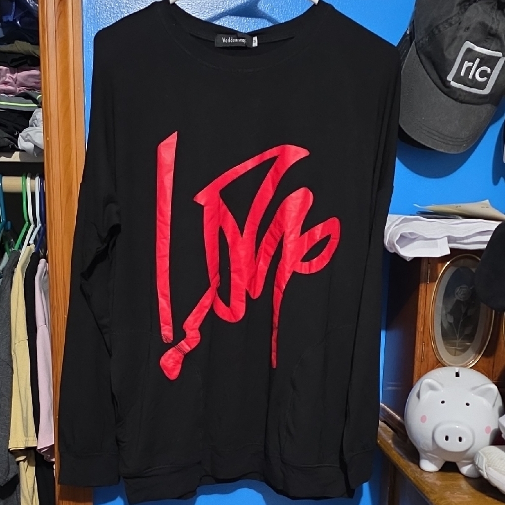Adidas Black Sweatshirt with Red Graphic